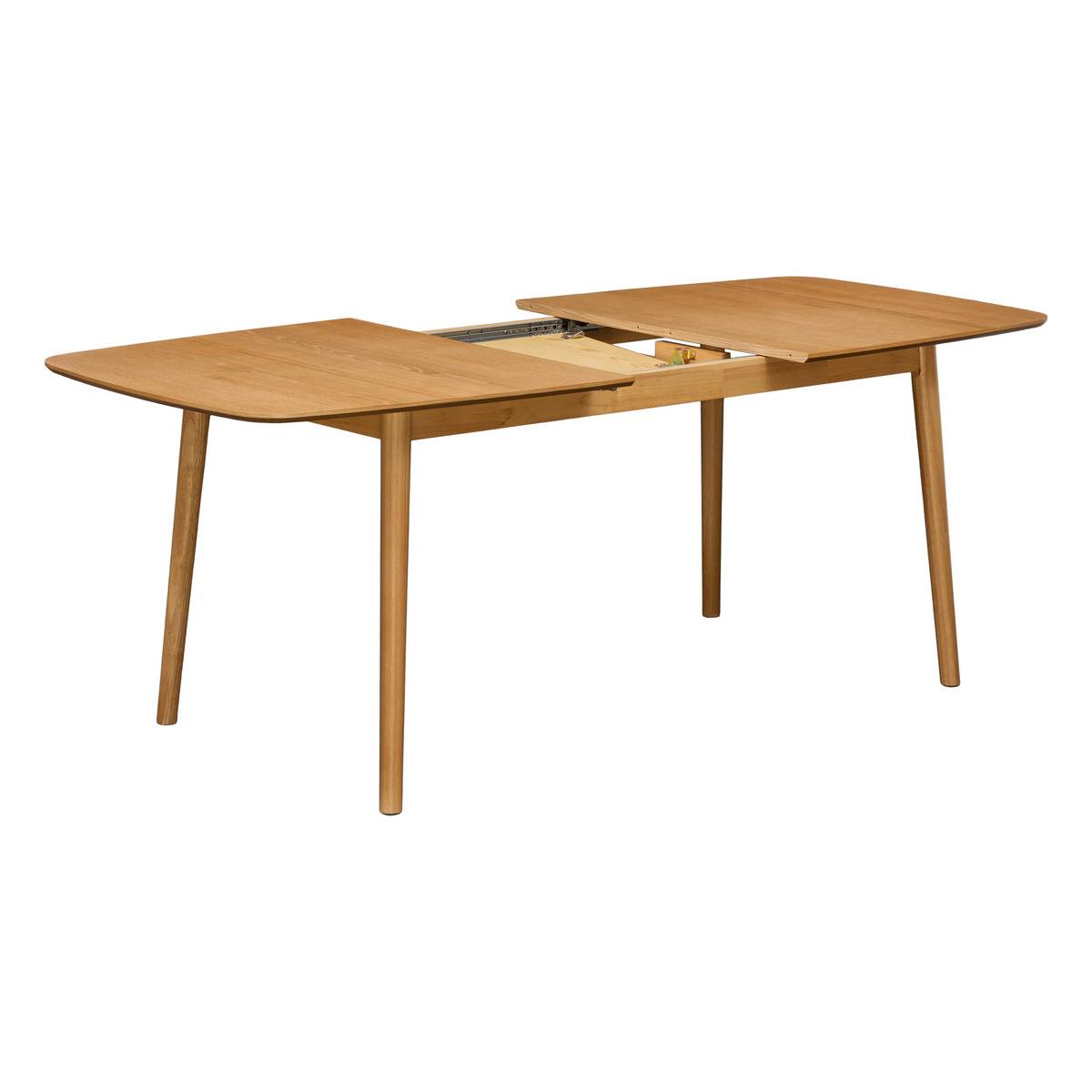 Table à manger rectangulaire extensible 6 places en hévéa TILDA beige moyen, ATMOSPHERA