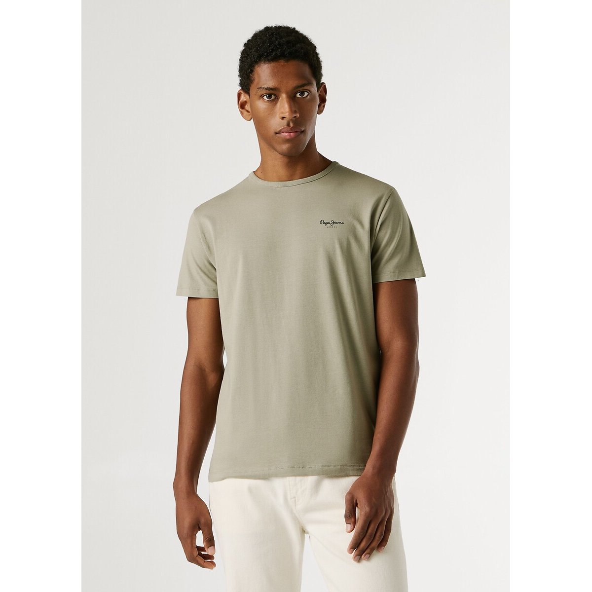Original Basic T-Shirt with Short Sleeves sage green, PEPE JEANS