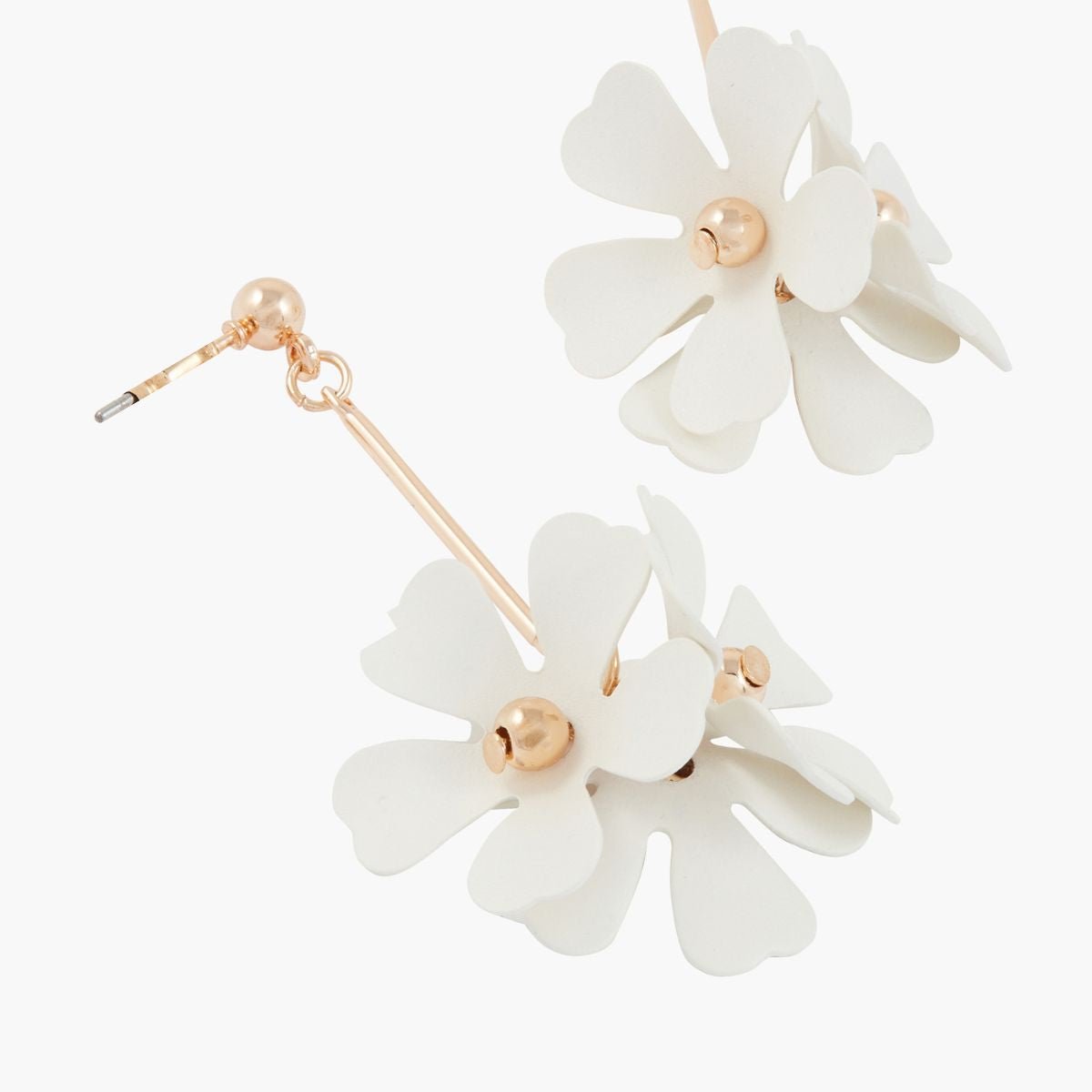Boucles d'oreilles pendantes fleurs blanches blanc, BALABOOSTE