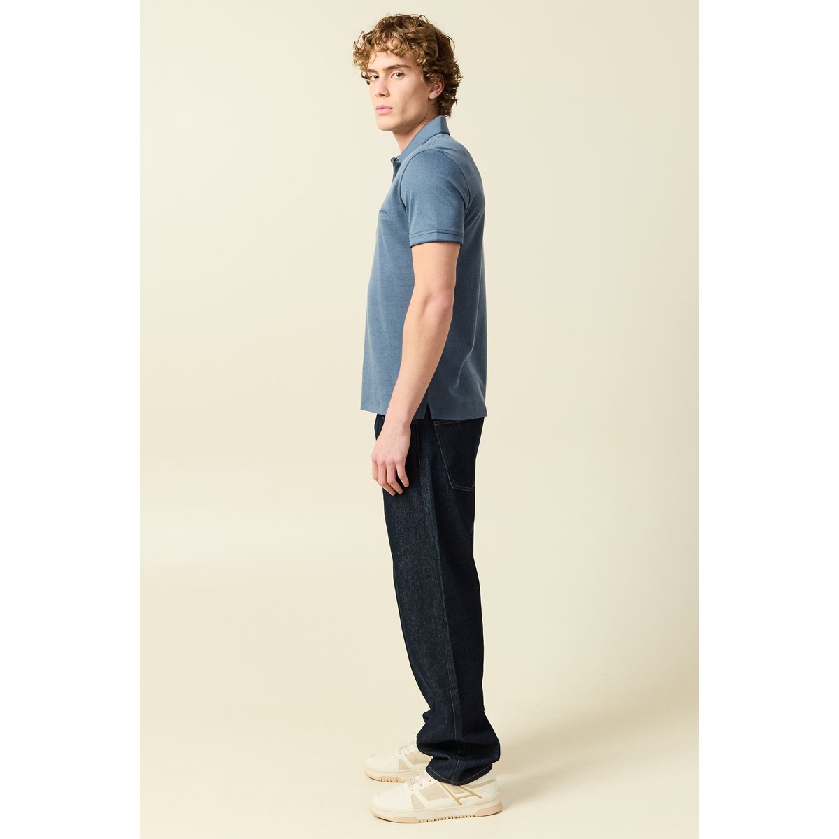 Polo manches courtes bleu gris, BONOBO