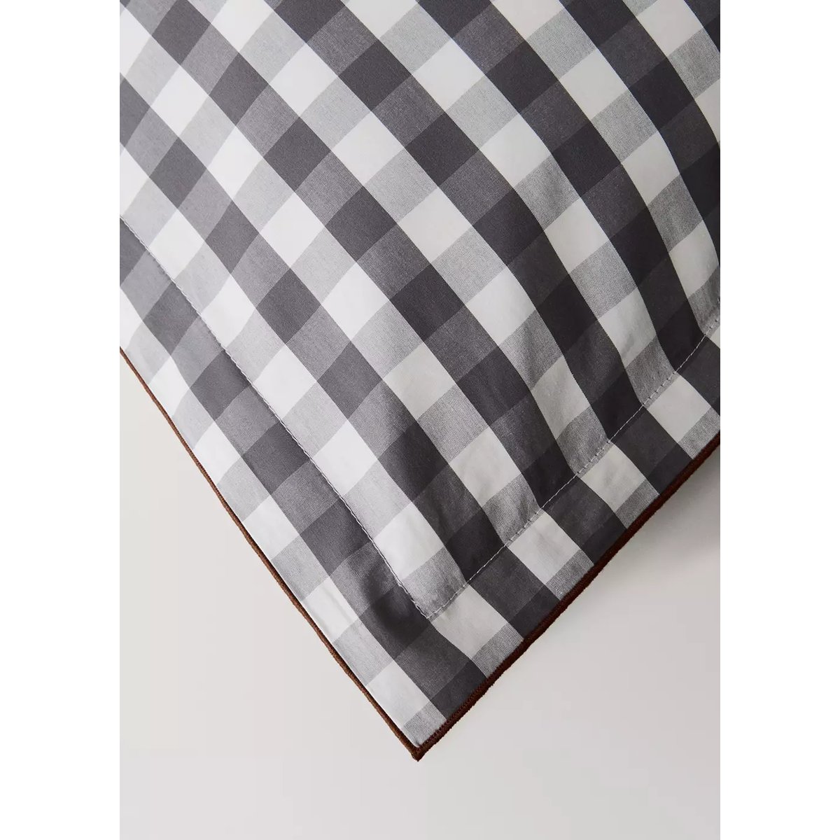 Deux taies d'oreiller percale de coton carreaux vichy 50x75 cm gris, MANGO HOME
