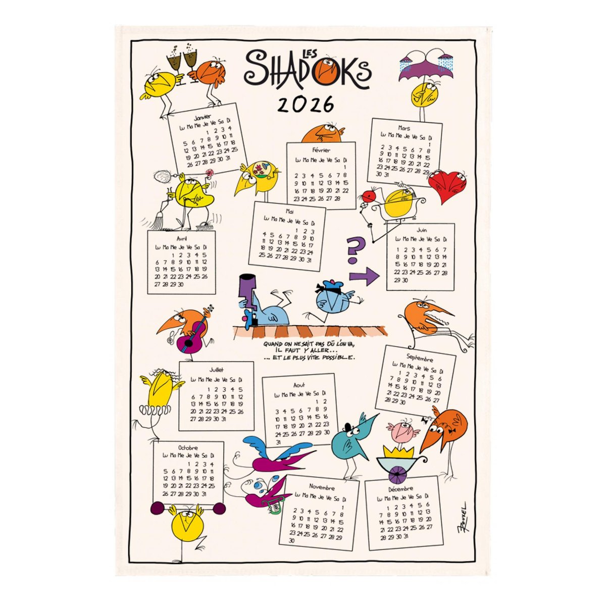 Torchon Shadoks Calendrier 2026 ecru, WINKLER