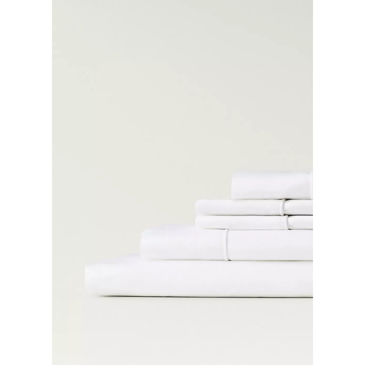 Drap plat coton satin 600 fils finition liseré lit 200 cm blanc, MANGO HOME