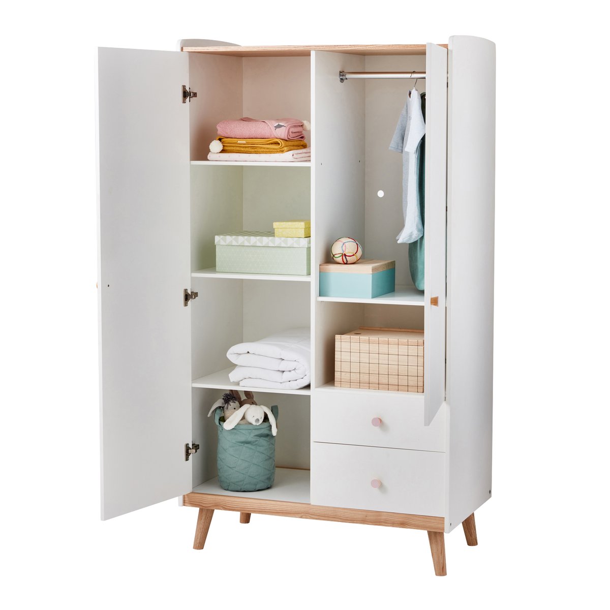 Armoire 2 portes LIGNE CONFETTI blanc, VERTBAUDET