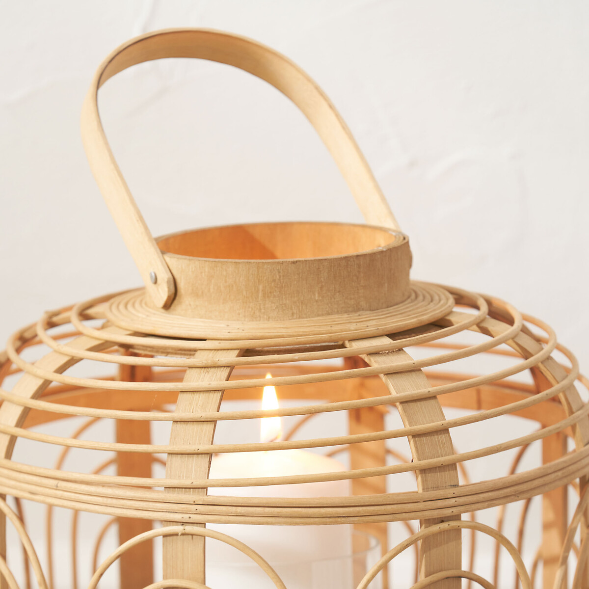 Small Natural Bamboo and Glass Lantern natural, SO'HOME