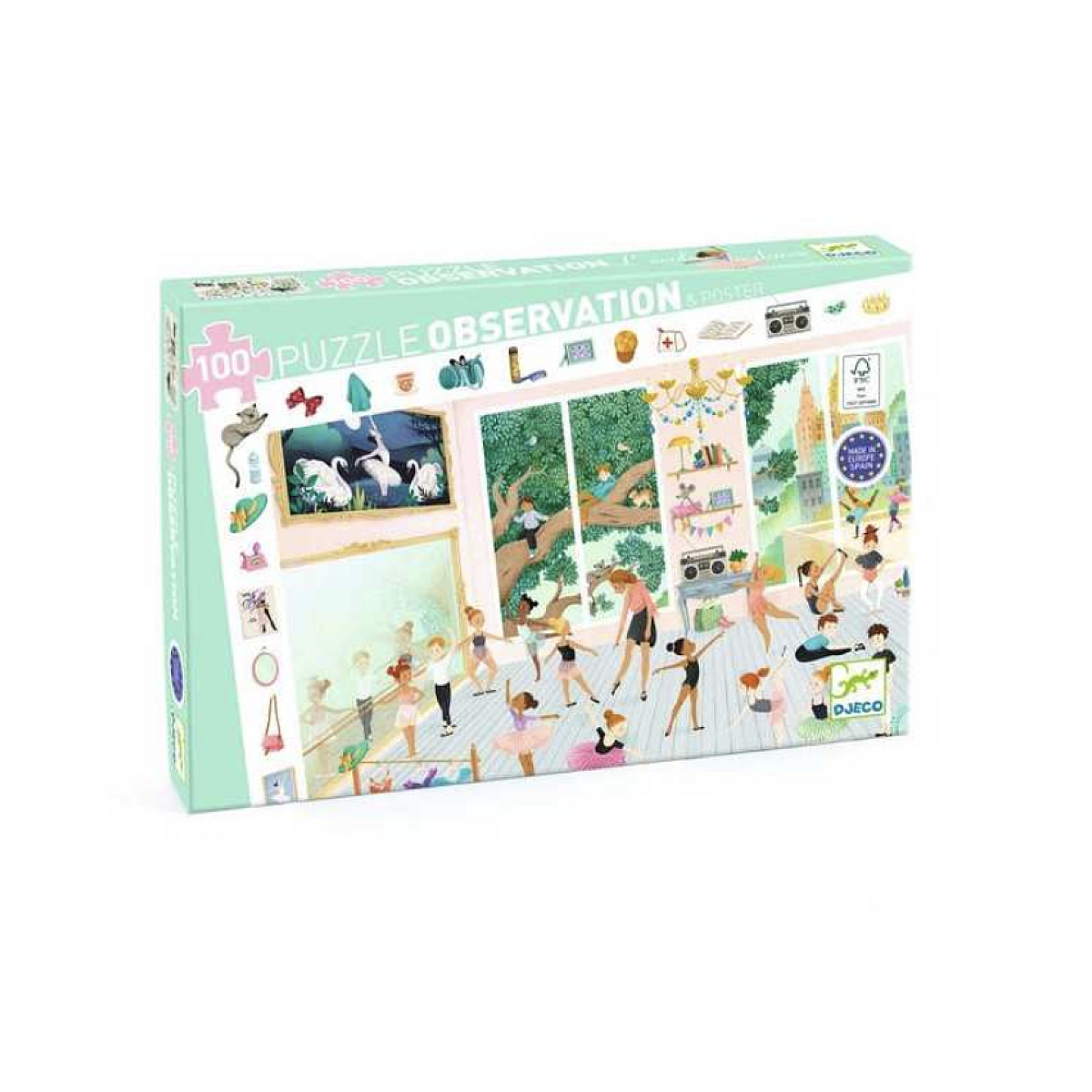 Puzzle d observation 100pcs - L ecole de danse couleur unique, DJECO