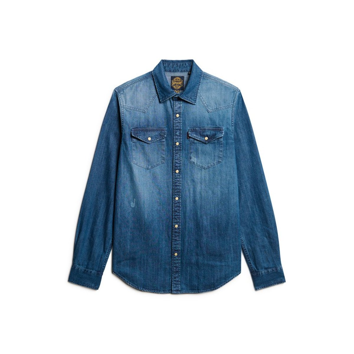 Chemise western vintage bleu moyen, SUPERDRY