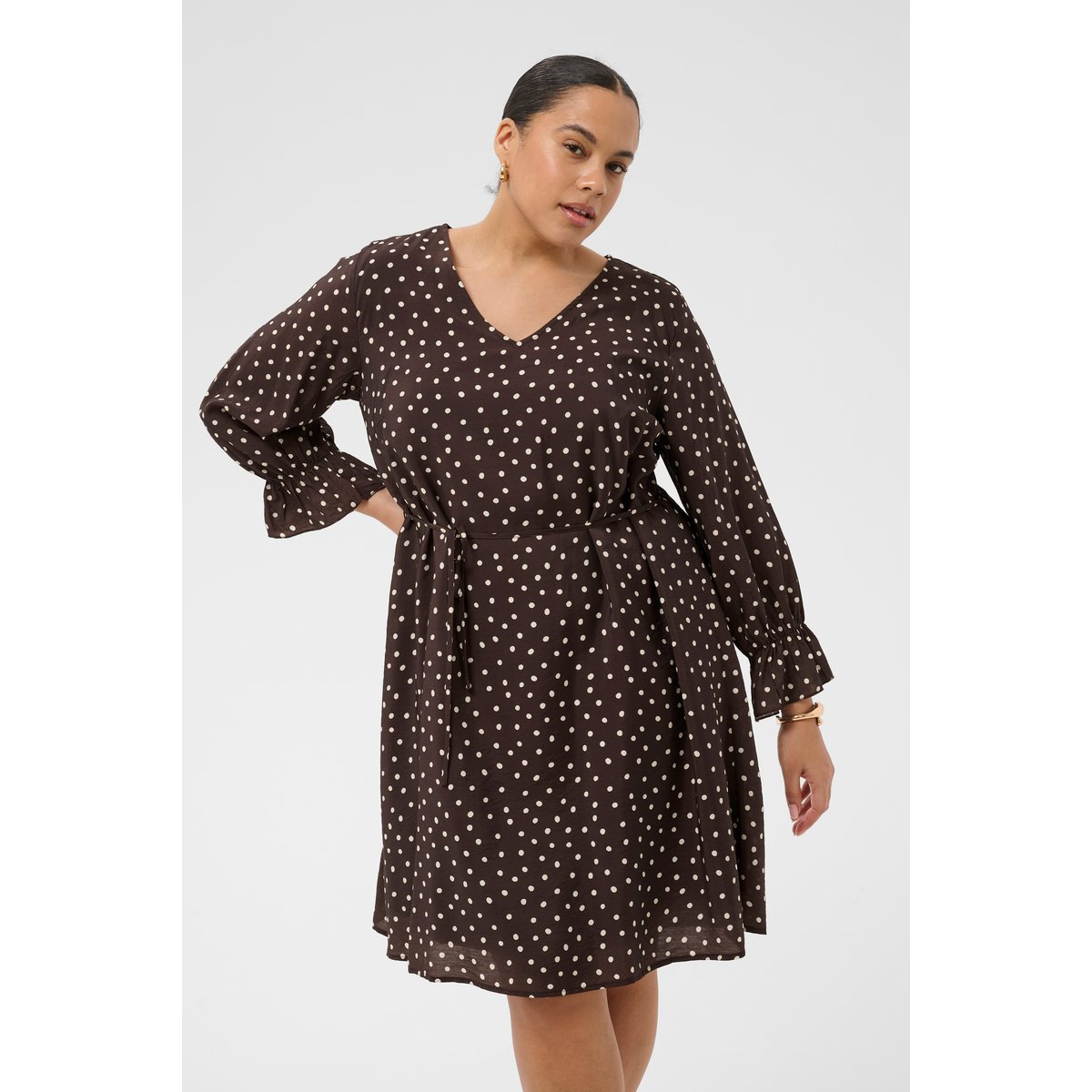 Robe marron coffee bean turtledove dot, KAFFE CURVE