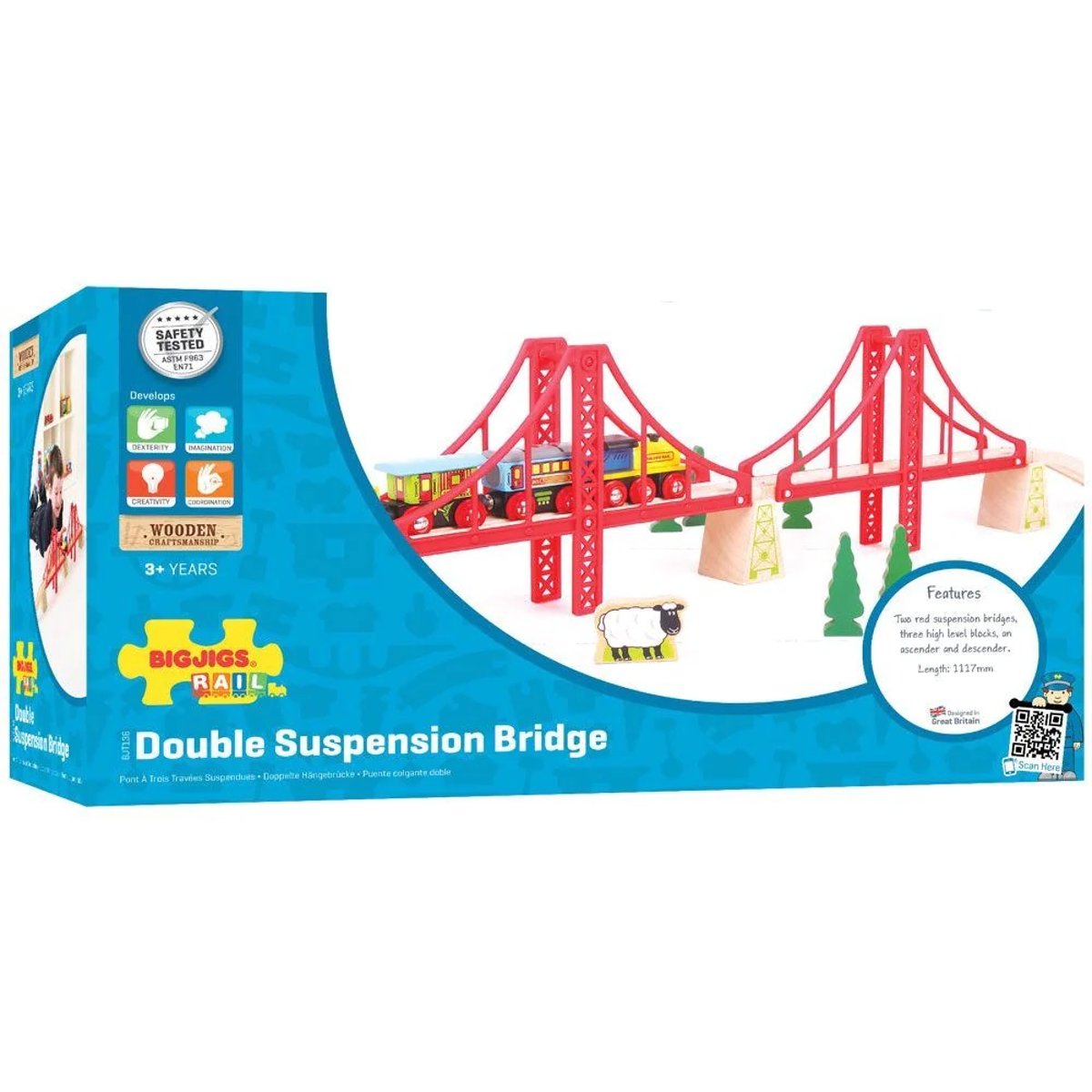 Pont suspendu à trois travées rouge, BIGJIGS