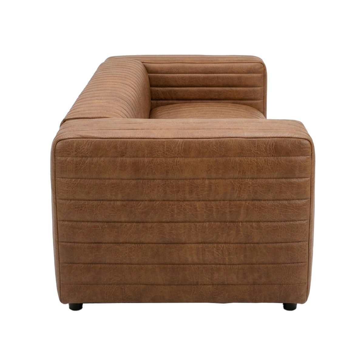 Canapé droit en simili strié, IGOR marron, BEST MOBILIER