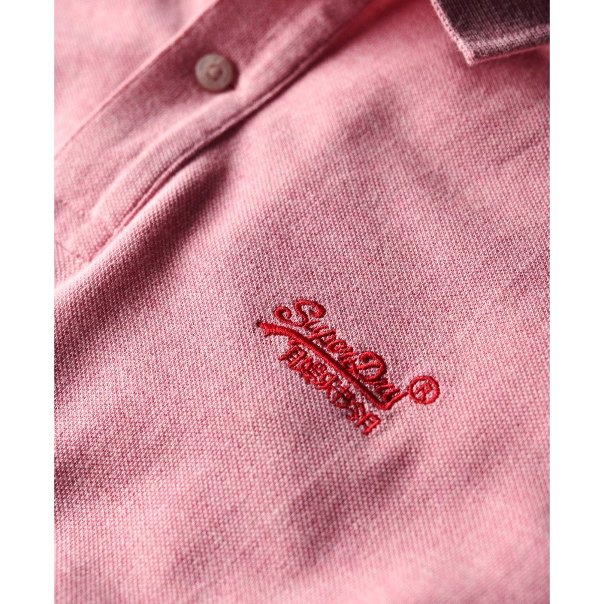 Polo manches courtes piqué rose clair chiné, SUPERDRY