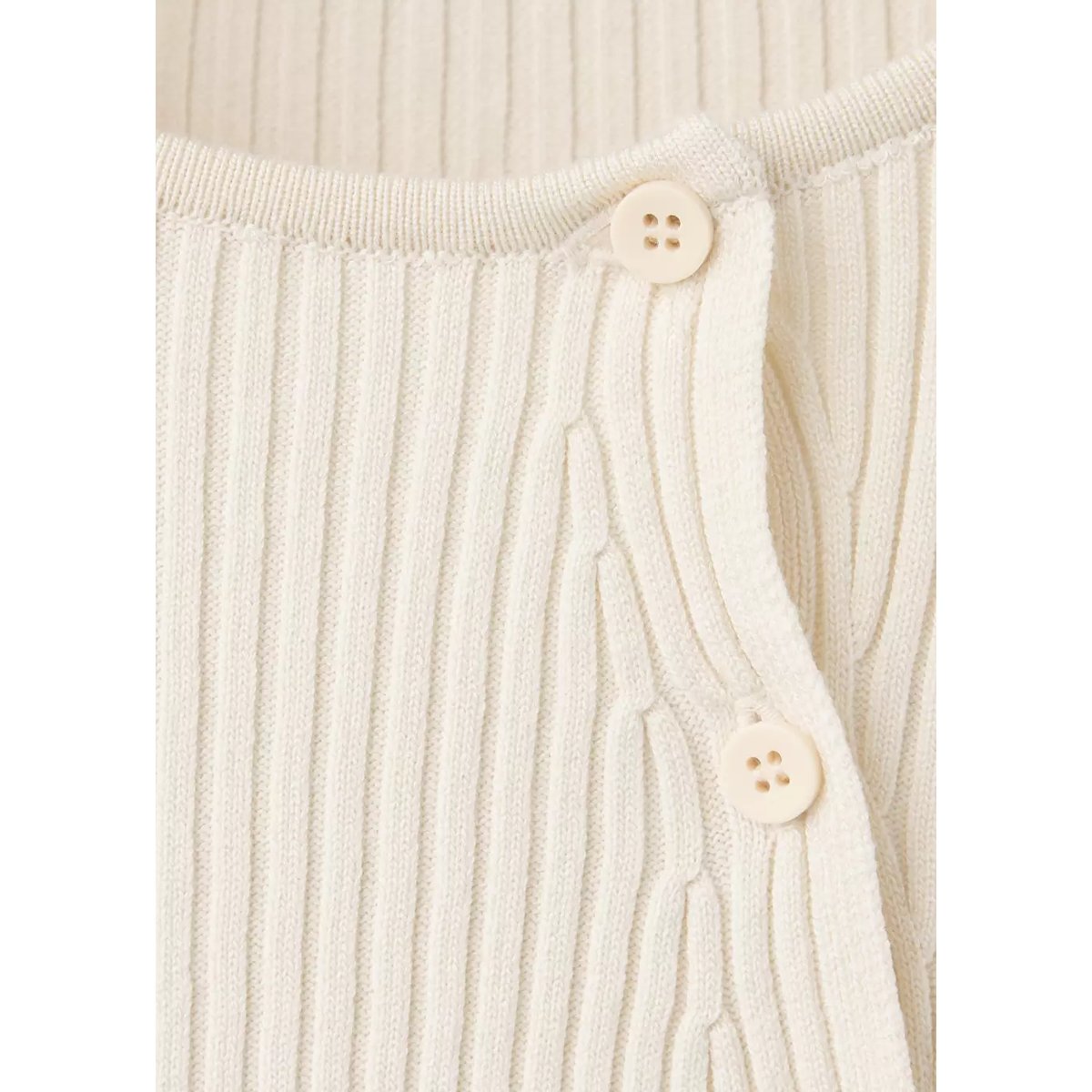 Cardigan asymétrique côtelé écru, MANGO