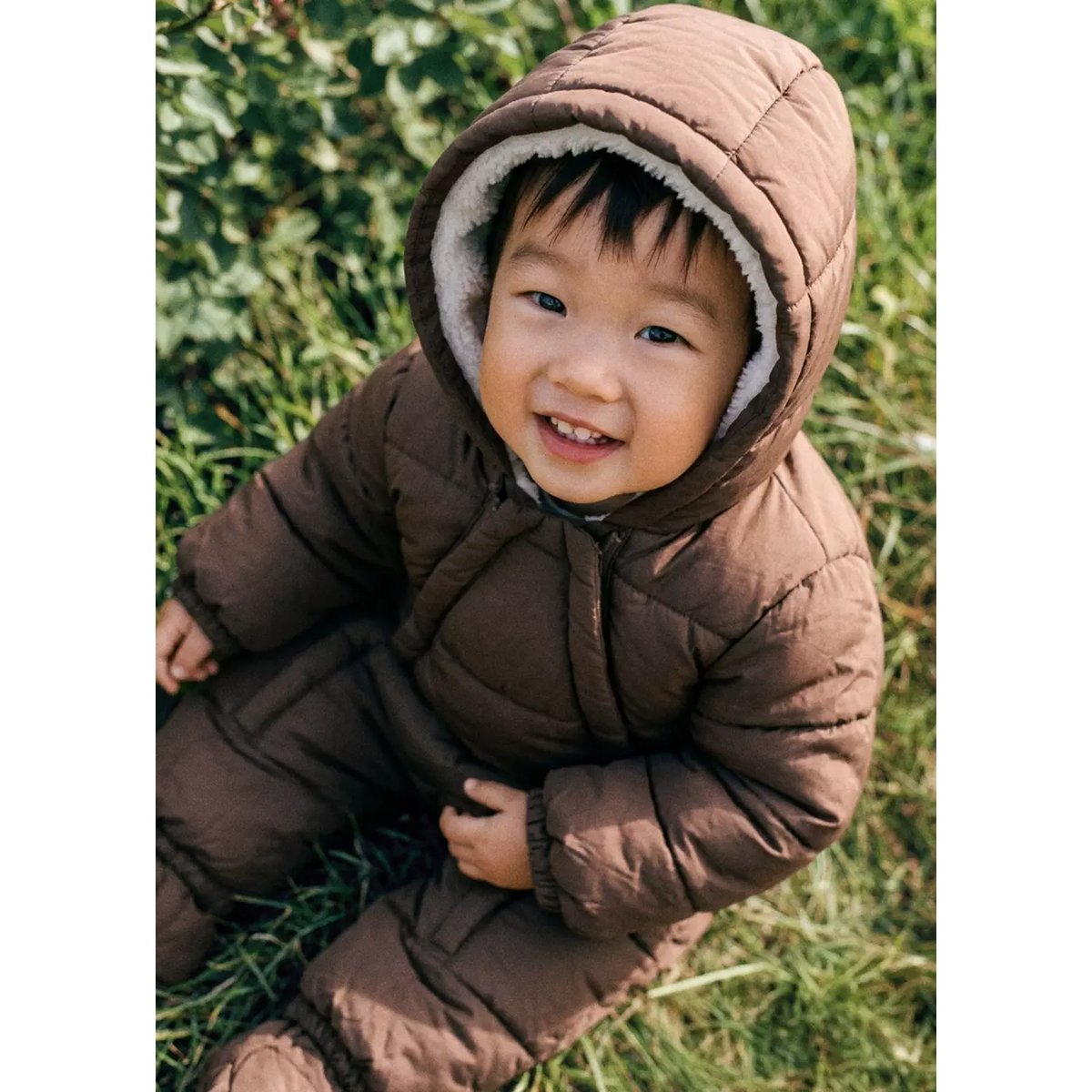 Combi-pilote matelassée à zips chocolat, MANGO BABY