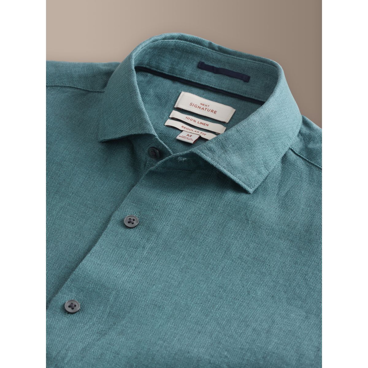 Chemise manches longues lin tissé signature bleu sarcelle, NEXT