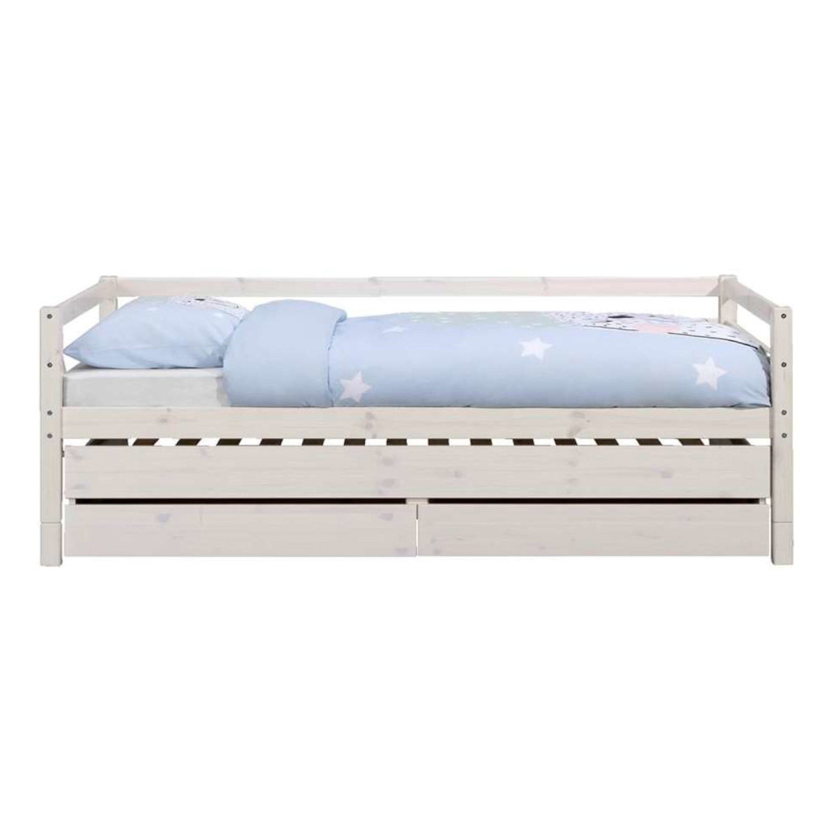 Lit banquette gigogne Bois massif  ALMA blanc, AKITEN RETAIL