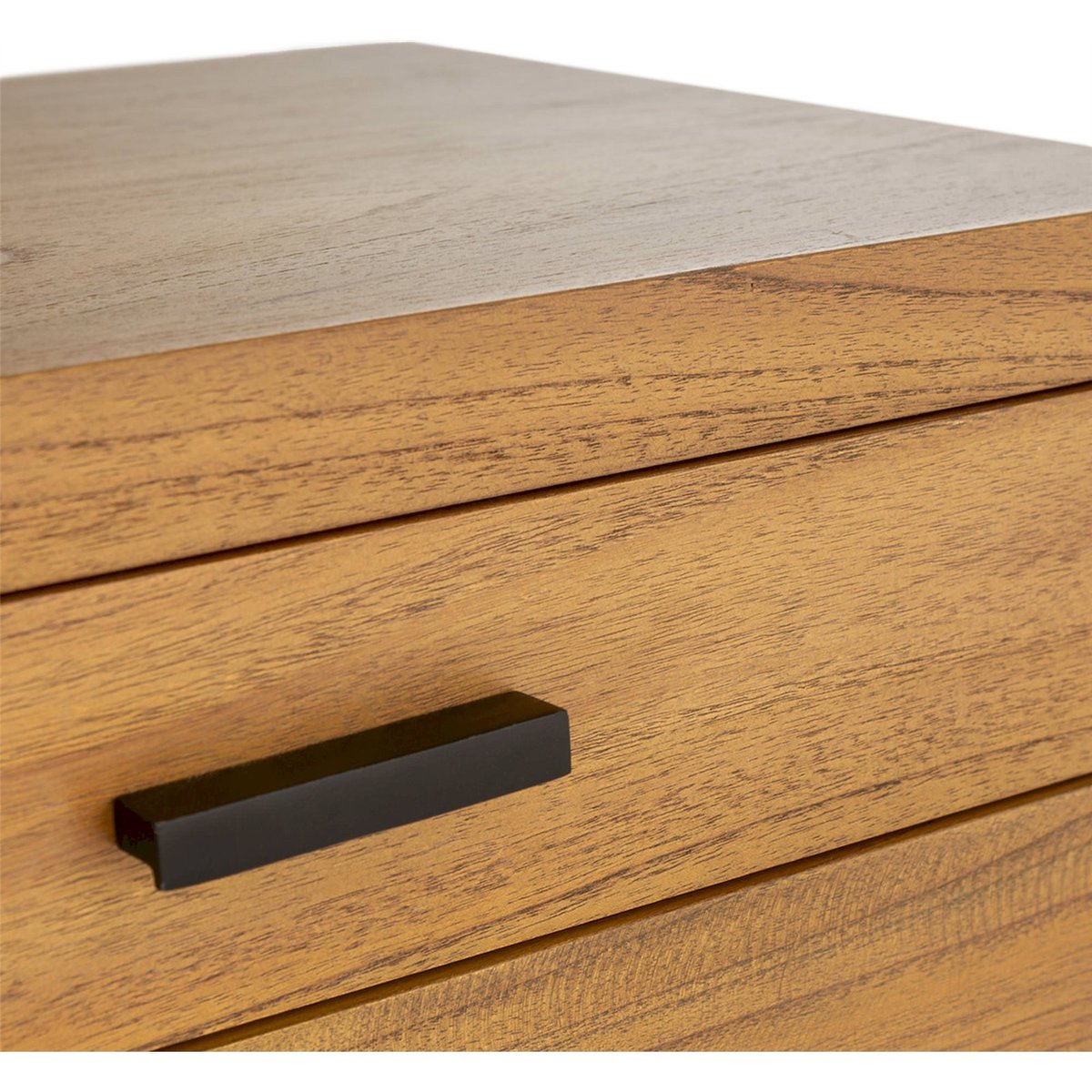 Table de chevet en bois de cèdre et métal brun miel et noir, RECOLLECTION