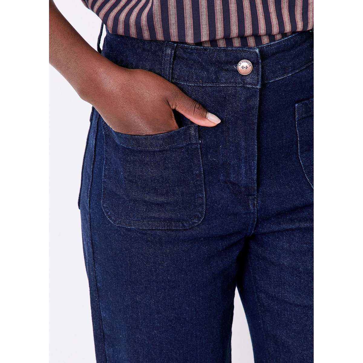 Jean large denim coton stretch MAYA bleu denim maya, LA FIANCÉE