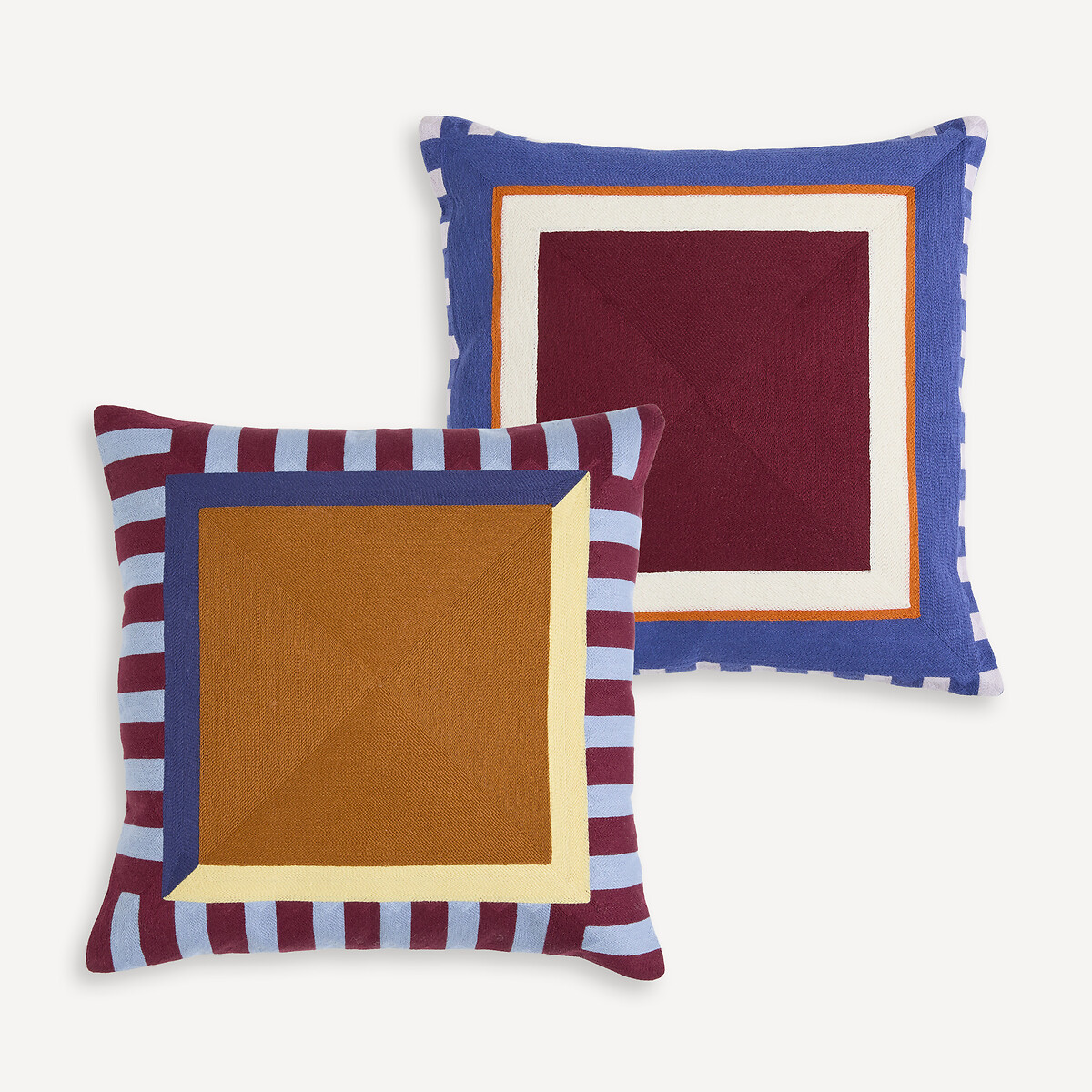 Fodera per cuscino, in cotone, 45 x 45 cm, QUADRO multicolore, LA REDOUTE INTERIEURS