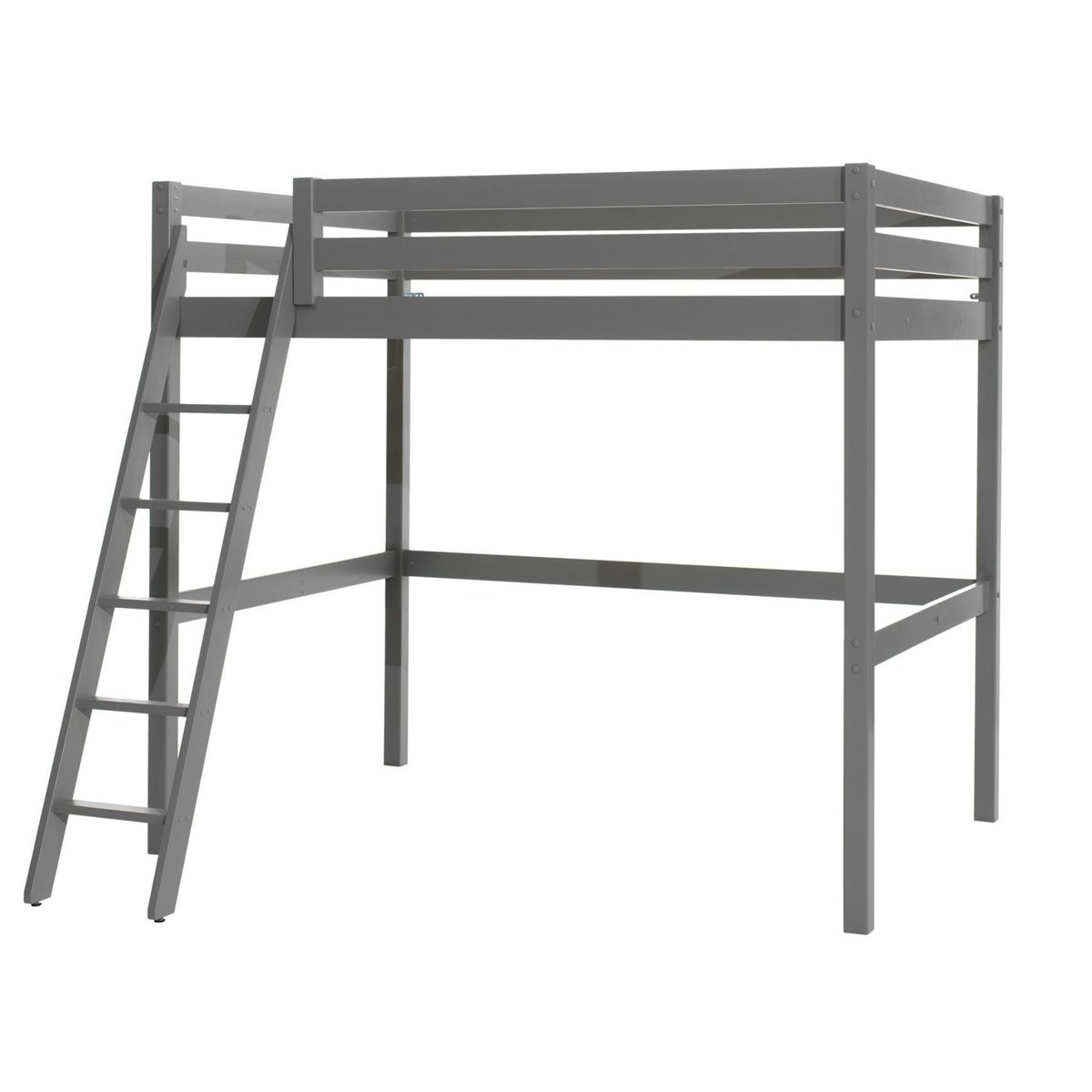 Lit mezzanine en bois massif gris, TERRE DE NUIT