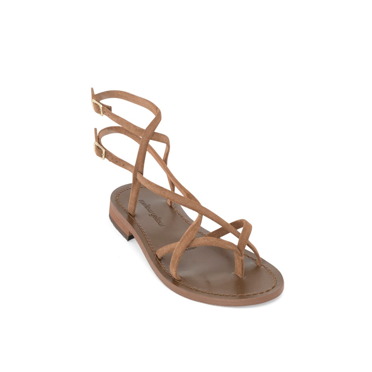 Sandale Plate en cuir NAPOLI cognac, MELLOW YELLOW