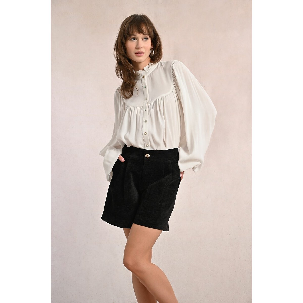 High Waist Velour Shorts black, MOLLY BRACKEN