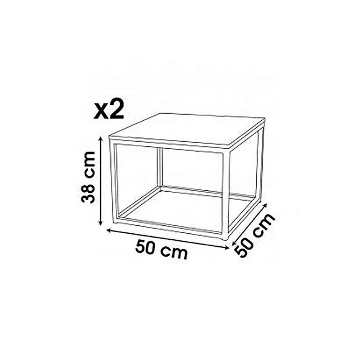 Set de 3 Tables Basses Gigognes Bois MDF et Métal Noir noir, WADIGA