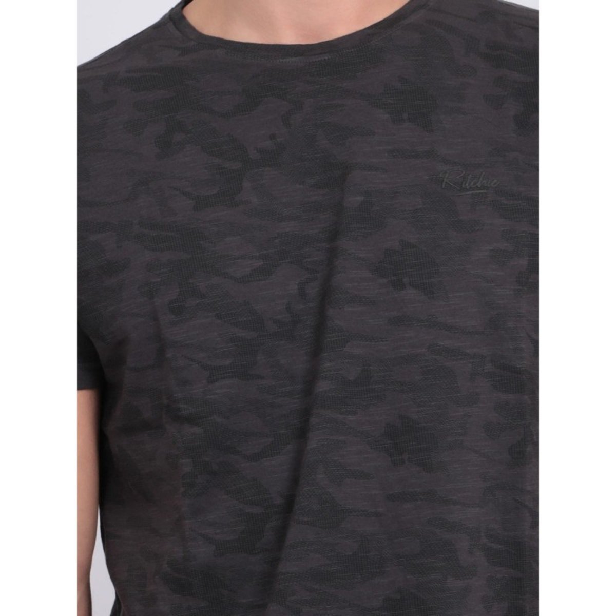 T-shirt Col Rond Pur Coton à Motifs Nendrix gris, RITCHIE