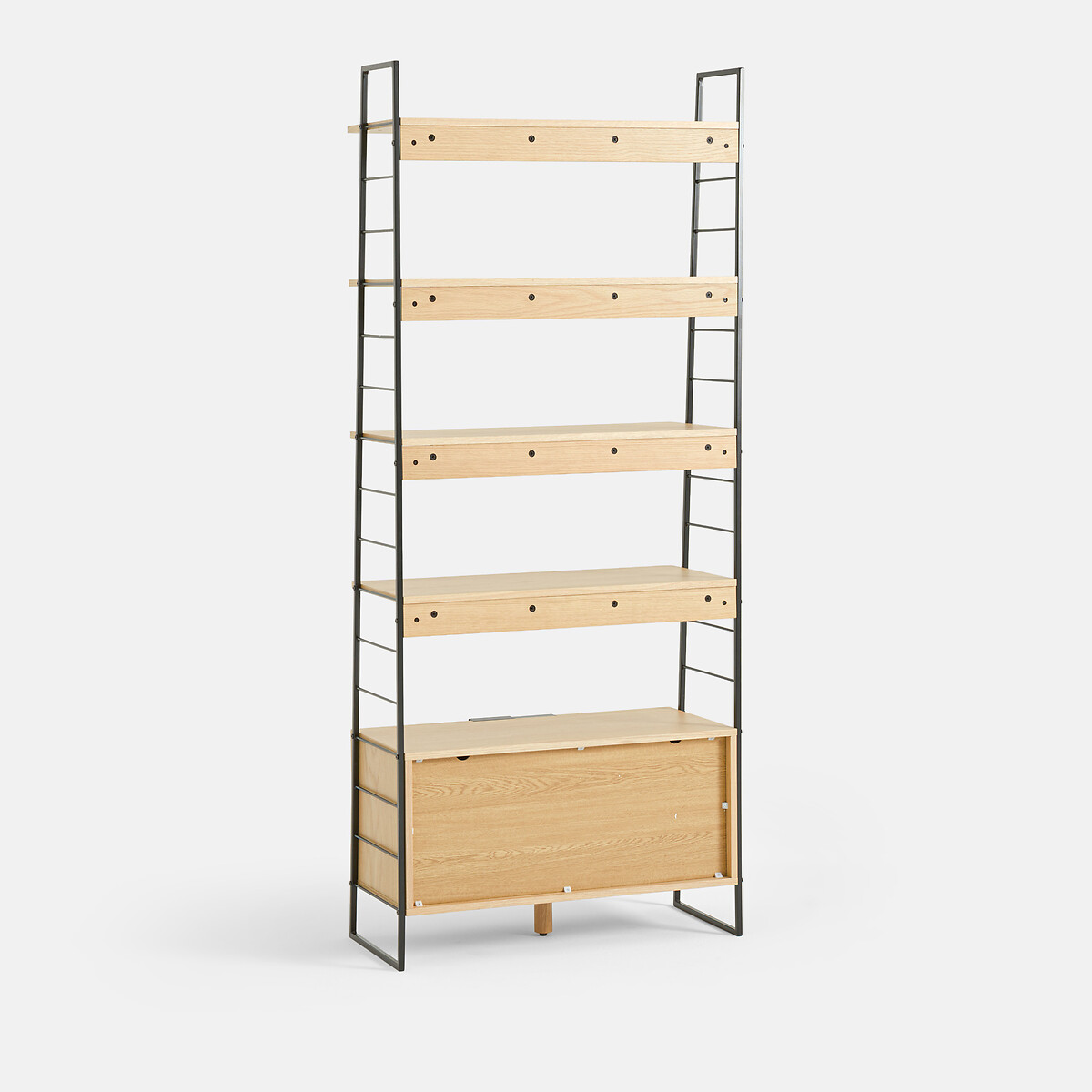 Libreria in rovere impiallacciato e acciaio inossidabile, altezza 190 cm, WATFORD metallo nero/quercia, LA REDOUTE INTERIEURS