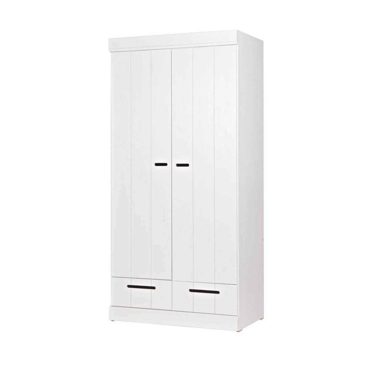 Armoire en pin 2 portes 2 tiroirs- CONNECT blanc, WOOOD