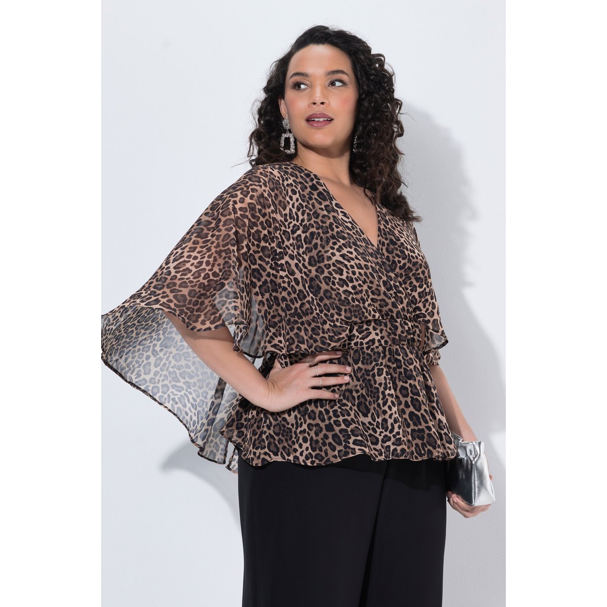 Blouse en mousseline motif léopard champagne clair, ULLA POPKEN