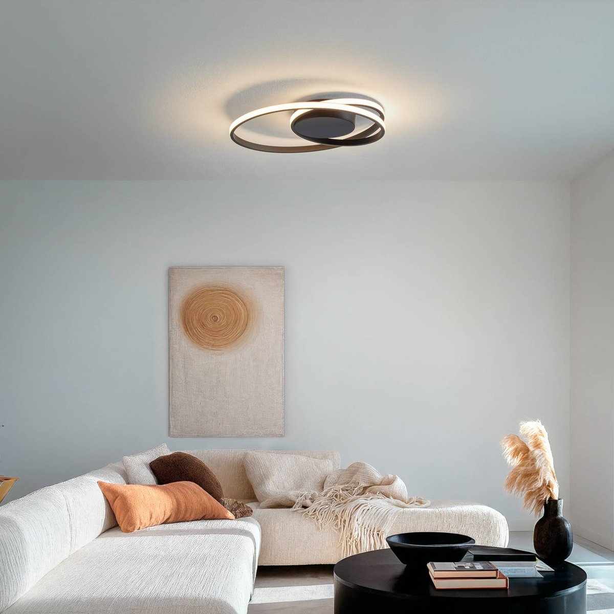 Plafonnier en métal moderneLED, Youna noir, LINDBY