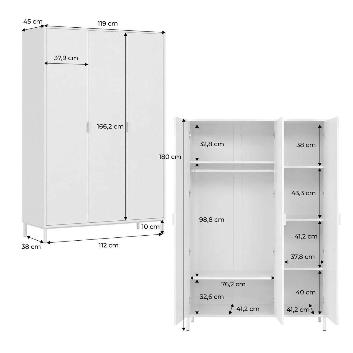 Dressing décor bois et métal 5 étagères 1 penderie ELLIE beige, SWEEEK