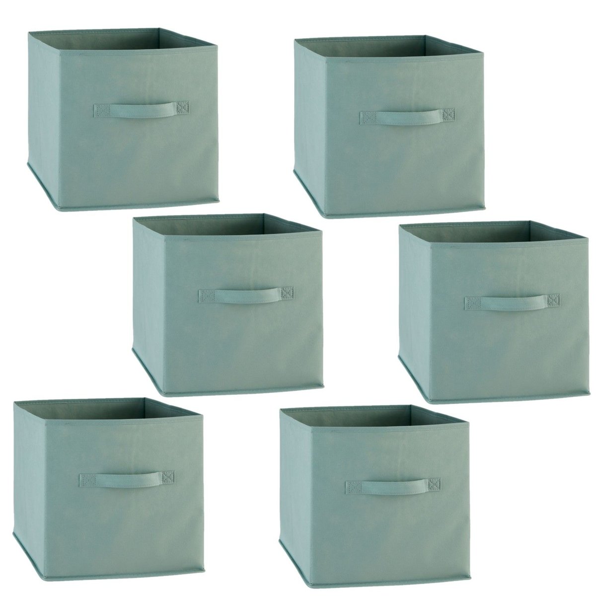 Lot de 6 boîtes de rangement en tissu MIX N' MODUL vert, TOILINUX