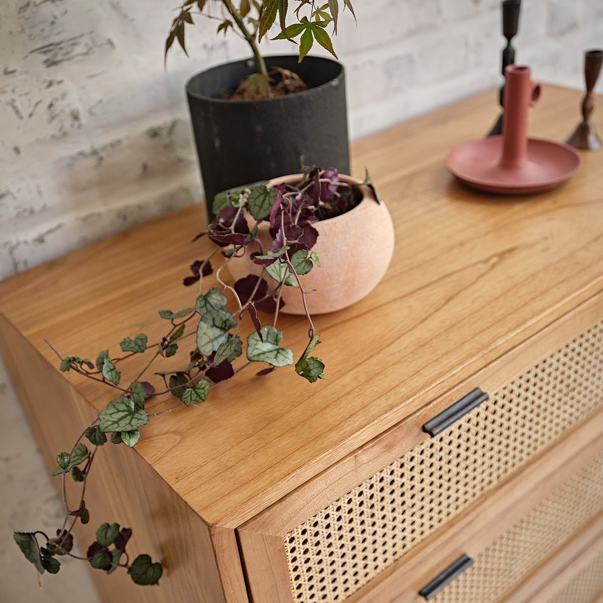 Commode en bois massif et cannage 100 cm ALBA naturel, BERAH GETAH
