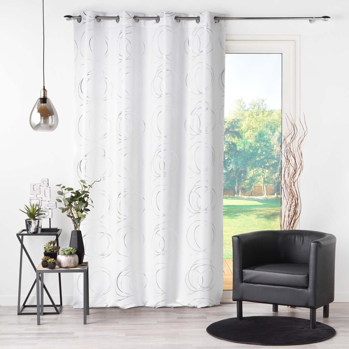 Rideau a oeillets 140 x 260 cm Argent bully blanc blanc, argent, EDEN