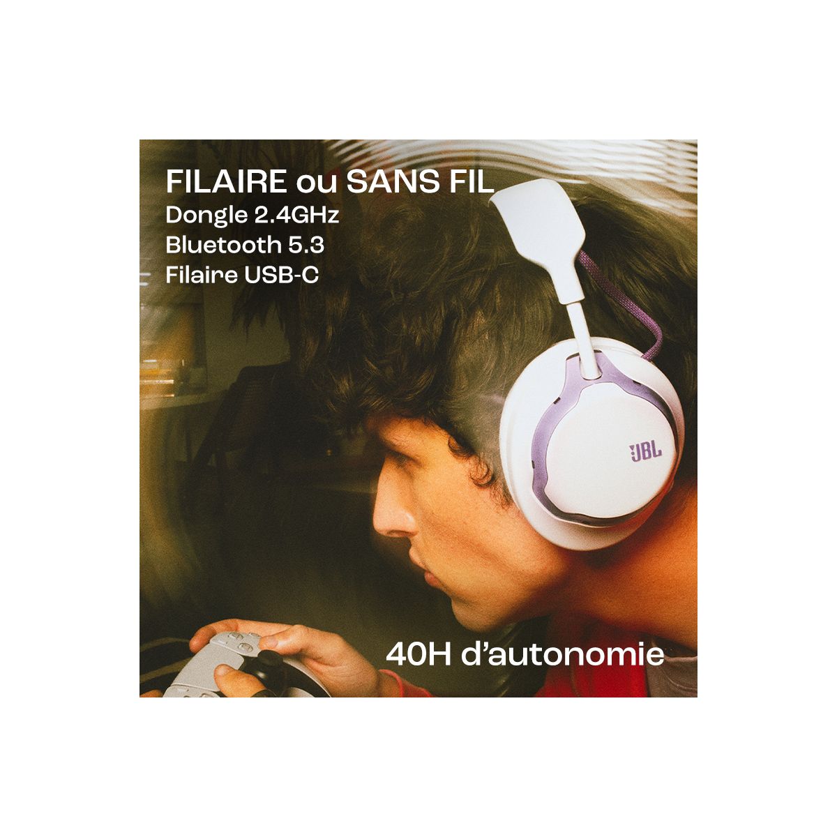 Casque gamer Quantum 650 Blanc couleur unique, JBL