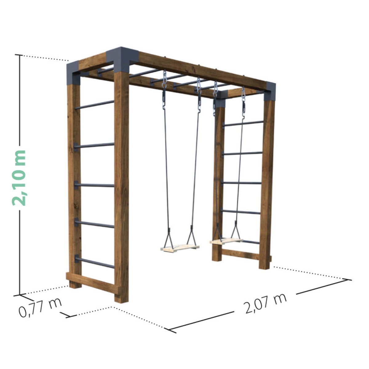 Aire de jeux multi-activités en bois HECTOR marron, SOULET
