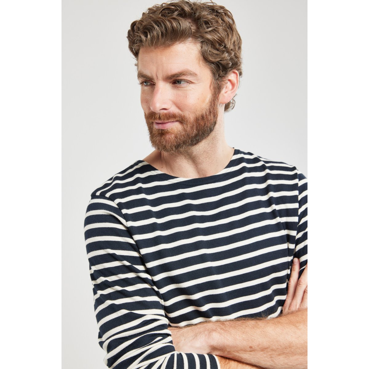 Marinière manches longues en coton rustique rich navy/nature, ARMOR-LUX