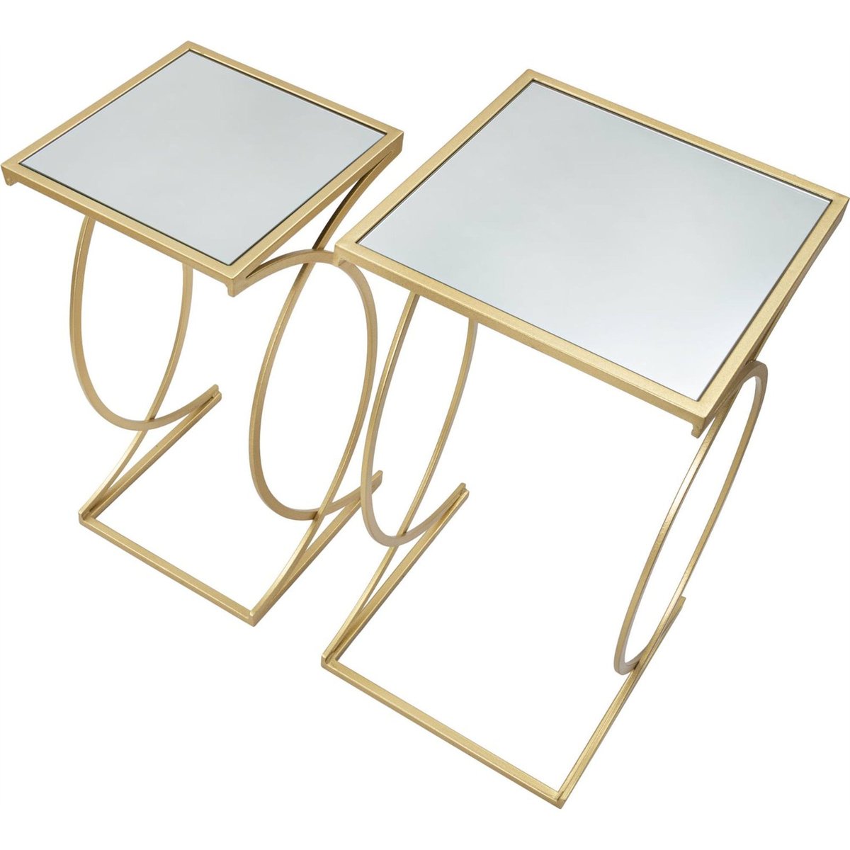 Lot de 2 bouts de canapé plateau miroir GLAM doré, RECOLLECTION