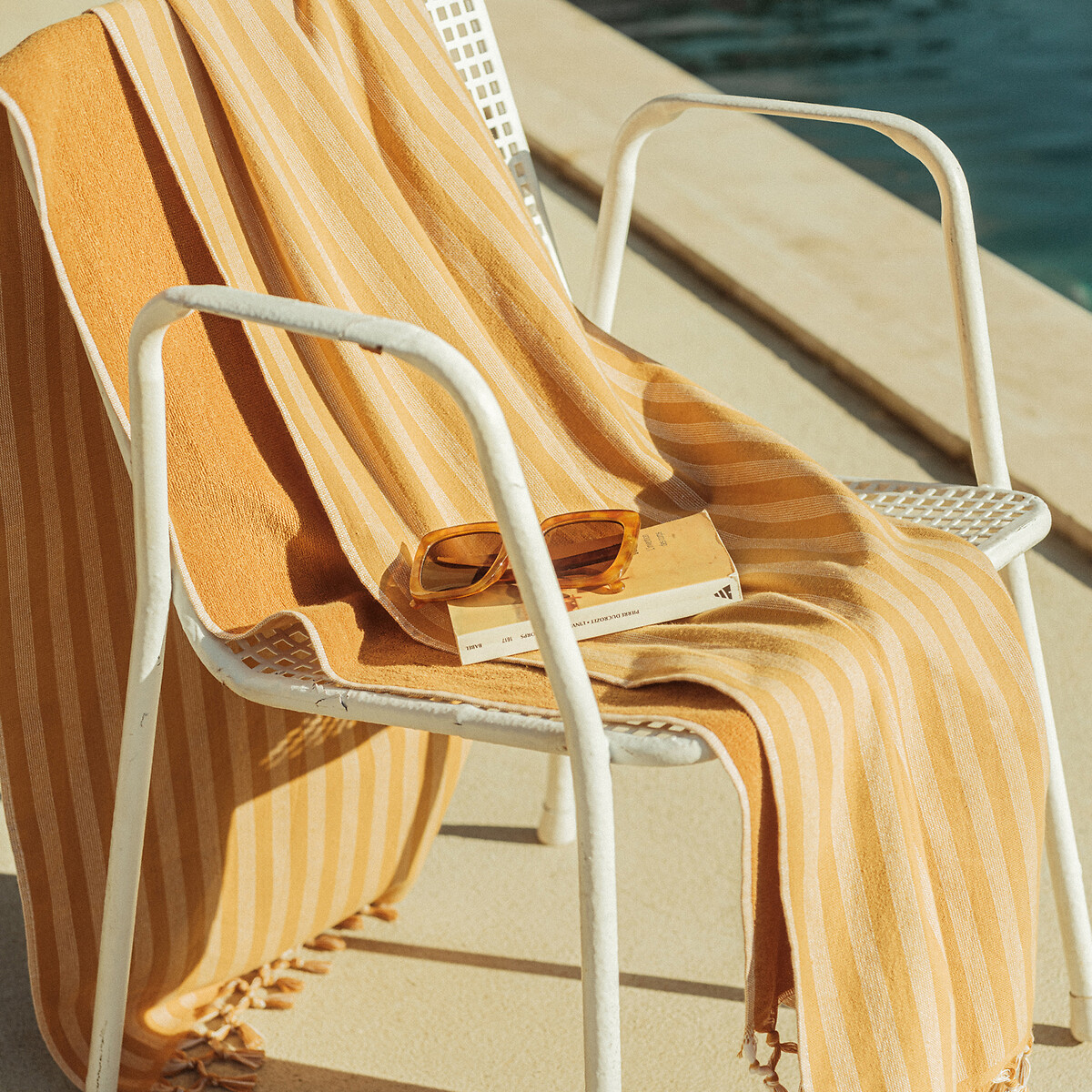 Fouta XL doublée éponge 360 g/m2, Ischia safran, LA REDOUTE INTERIEURS