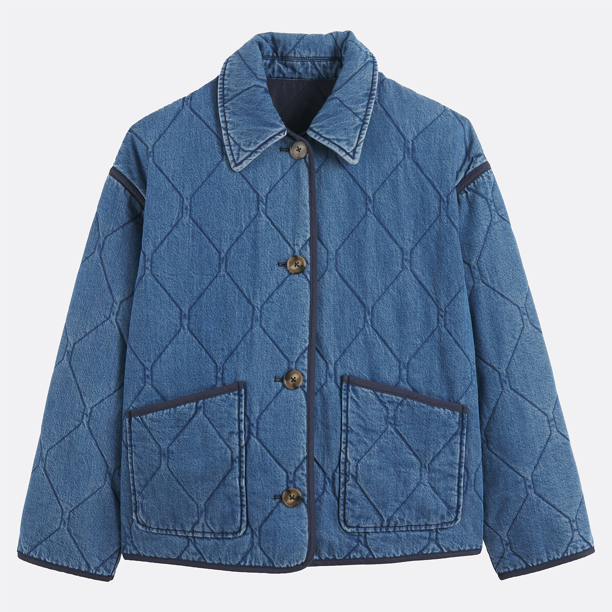 Veste matelassée en denim bleu stone, LA REDOUTE COLLECTIONS