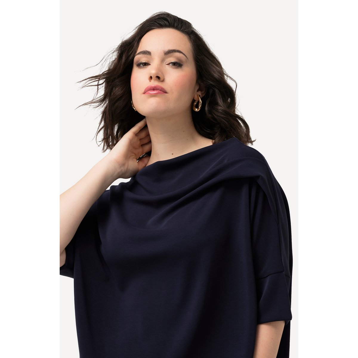 Sweat-shirt oversized à manches courtes marine, ULLA POPKEN