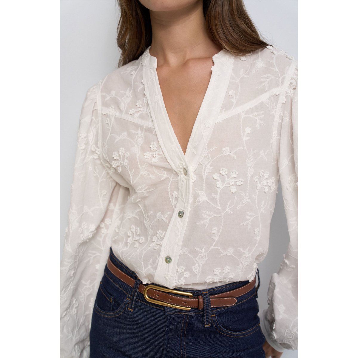 BLOUSE AVEC BRODERIES blanc, SALSA JEANS