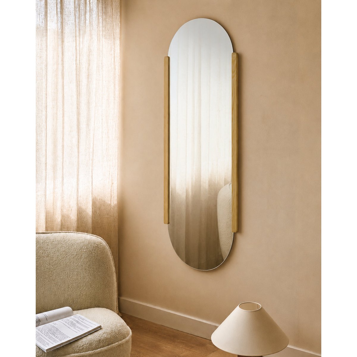 Miroir mural en sapin massif marron 150 cm - DENA olivier, AUTRE TON