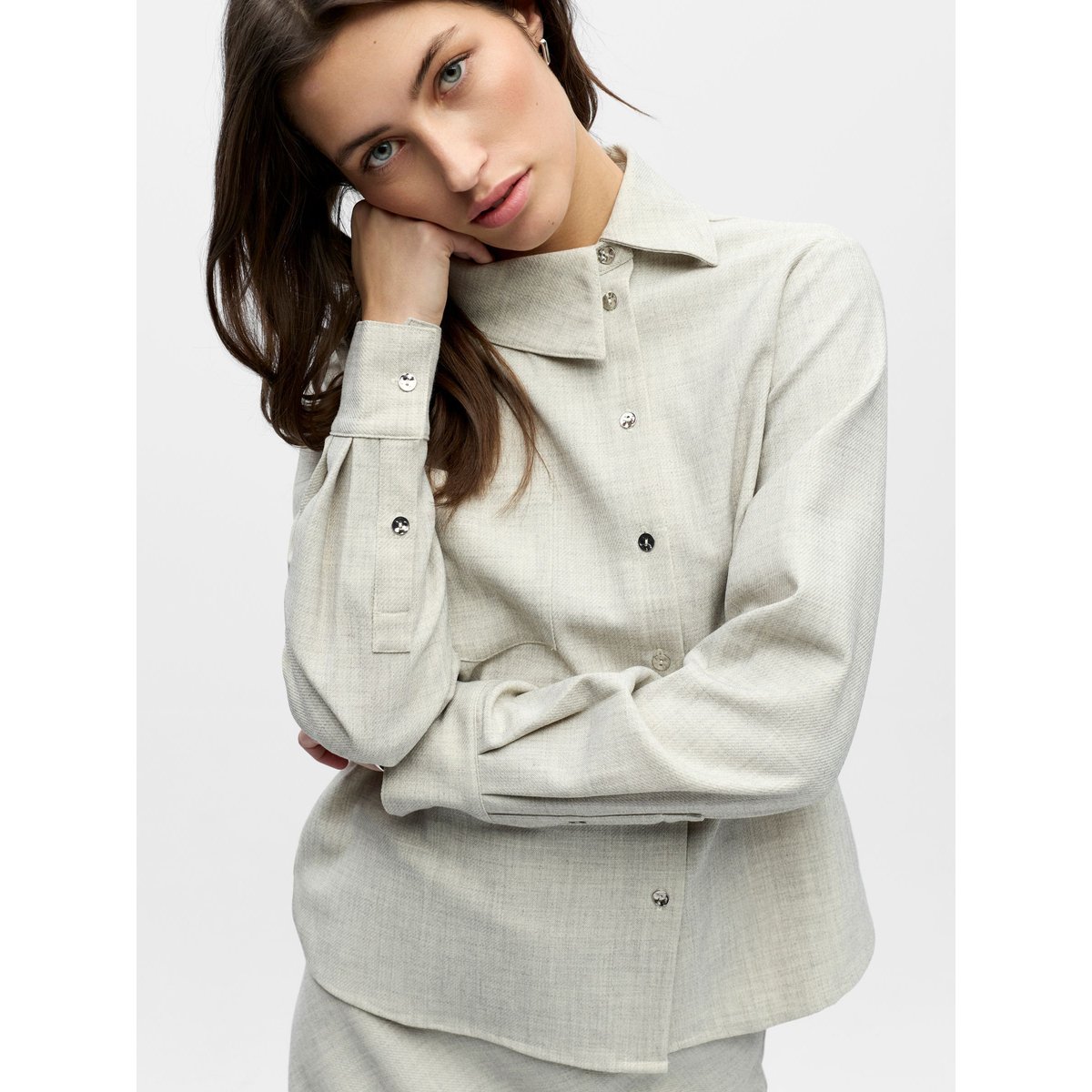 Chemise gris - light grey melange, OBJECT