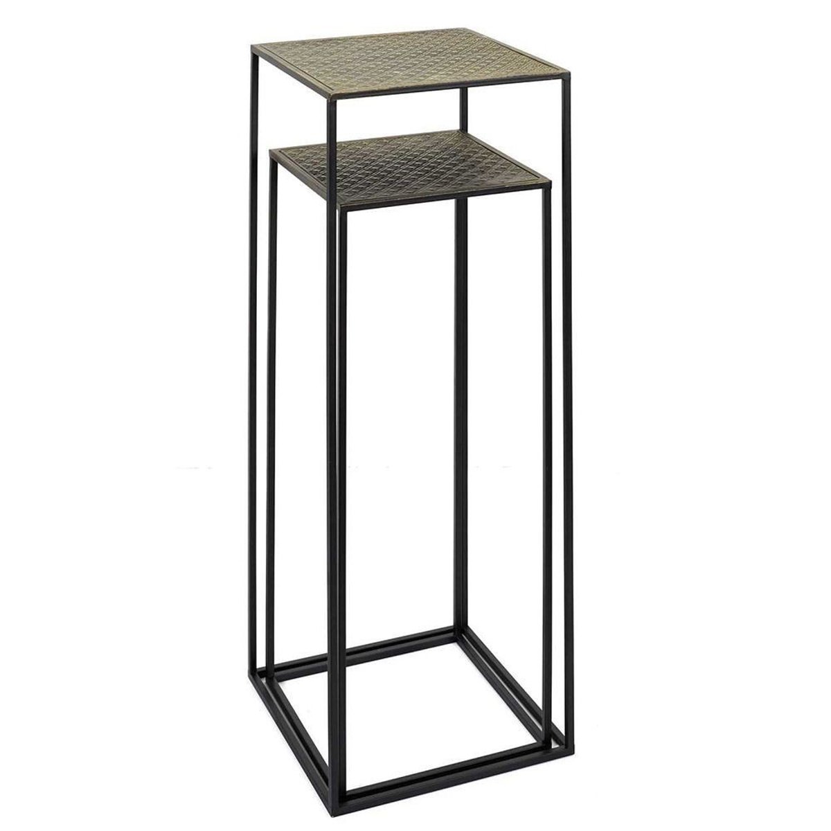 Lot de 2 sellettes gigognes métal martelé Mirage noir, DECORATIE