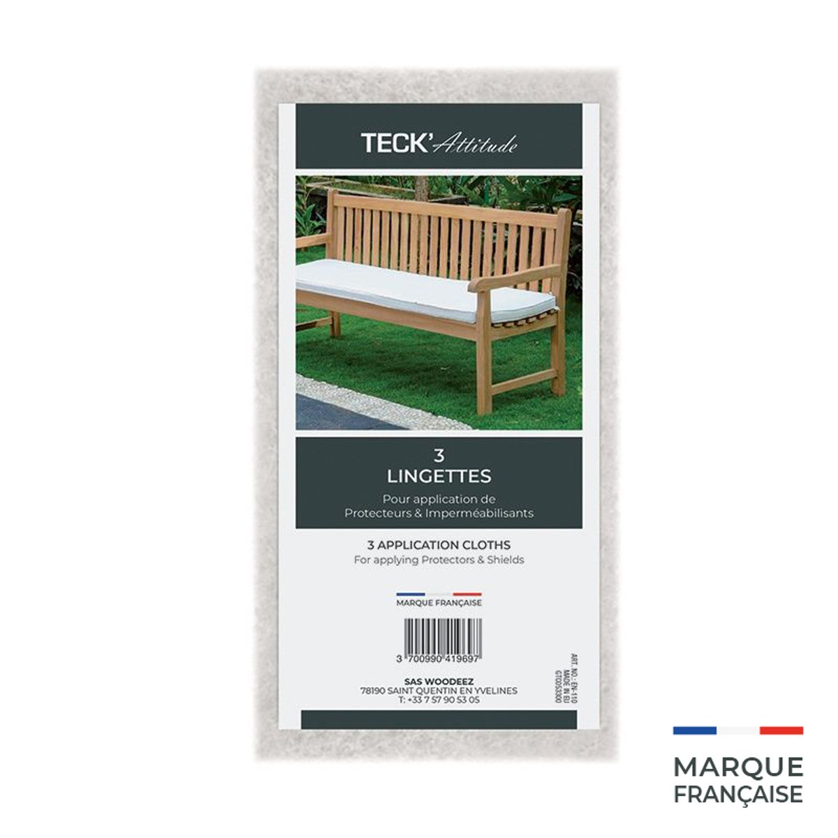 3 lingettes pour application des protecteurs couleur unique, TECK ATTITUDE