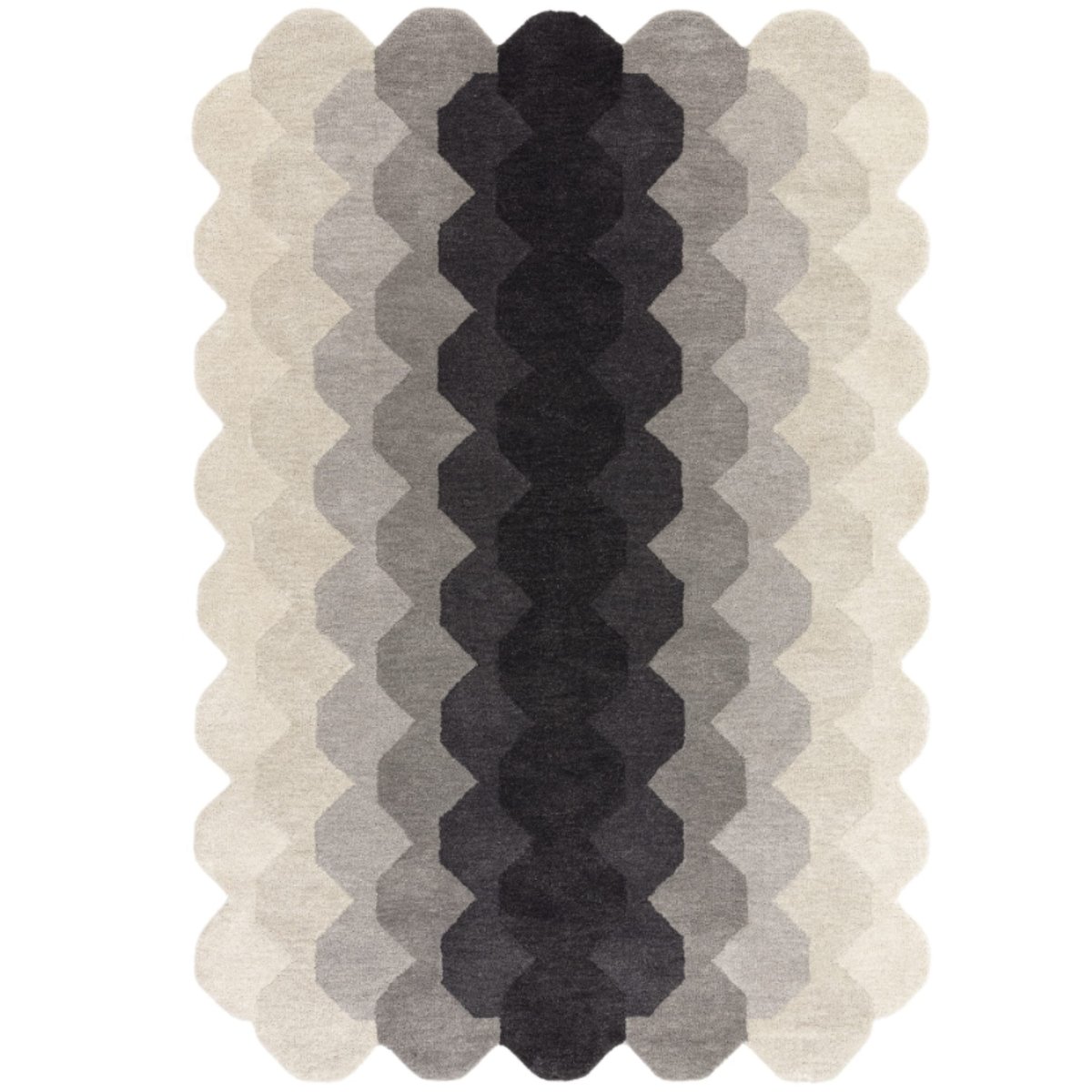 Tapis moderne tufté main en laine KERNEL noir, NOVATREND