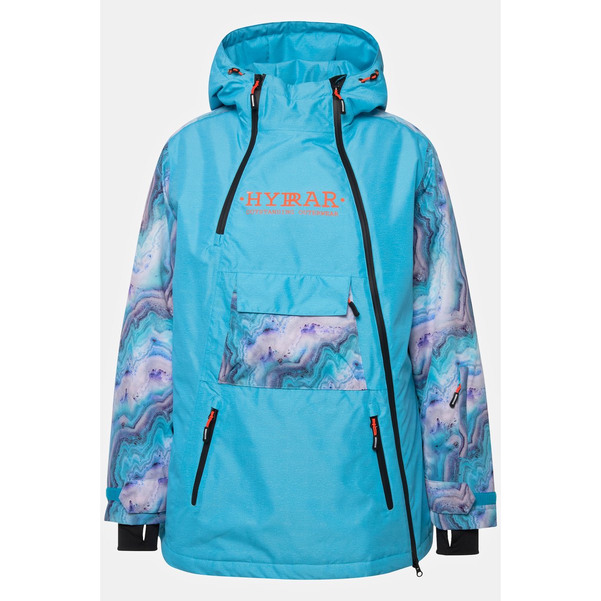 Veste à capuche technique, tissu imperméable bleu minéral, ULLA POPKEN