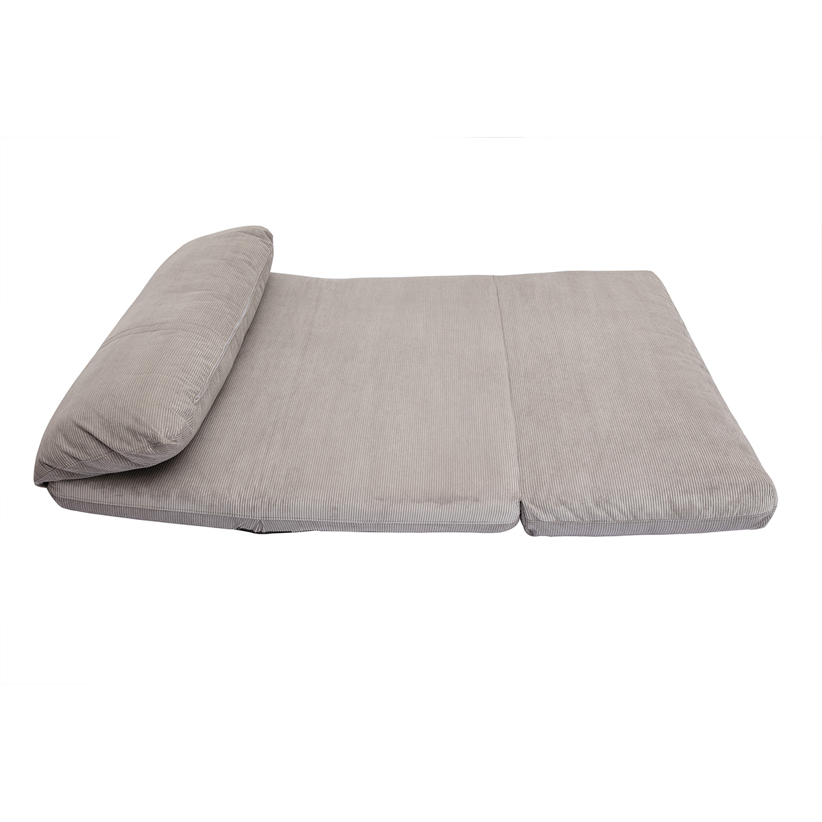 Chauffeuse convertible 2 places en tissu velours côtelé vert kaki SPENCER gris clair, MILIBOO